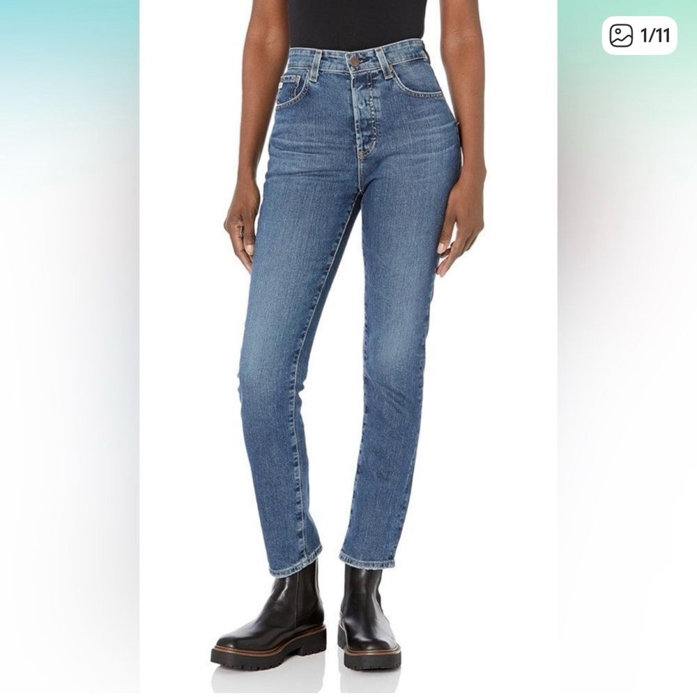 AG straight leg High Rise Blue Jeans Alexxis 360 contour Size 28